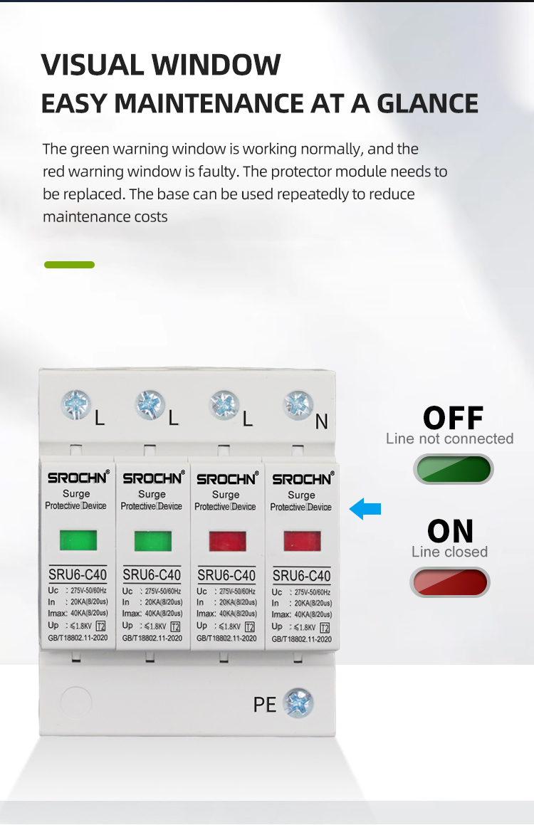4P 275V T2 Surge Protective Device 20KA-40KA Lightning Protection SPD (9)