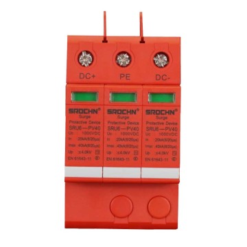 1000VDC T2 Class 3Pole Surge Protective Device with 40kA Discharge Capacity