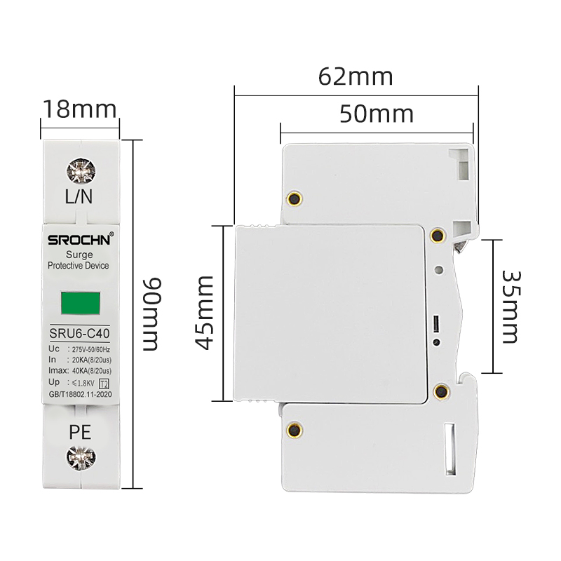 1P 275V T2 Lightning Arrester 20KA to 40KA Surge Protective Device Lightning Surge Protector SPD Category (4).jpg