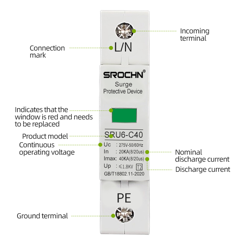 1P 275V T2 Lightning Arrester 20KA to 40KA Surge Protective Device Lightning Surge Protector SPD Category (5).jpg