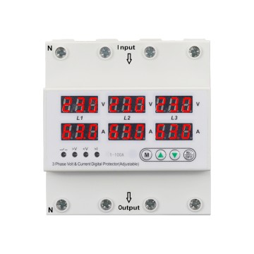 Overvoltage and Undervoltage Protection Automatic Reset 1-63A can be Set for Three-Phase Four-Wire Voltage Protectors